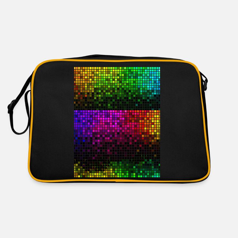 Buntes Mosaik Discokugel Design - Retro Tasche - Schwarz/Gold