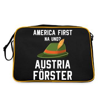 America First Austria Förster Spruch Waldarbeiter - Sac Retro - noir/or - Dos
