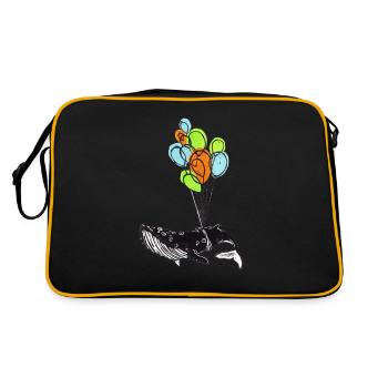 Oh Whale, Funny Animal, Cartoon - Retro Tasche - Schwarz/Gold - Hinten