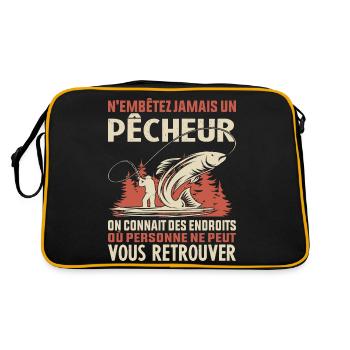 Chemise de pêcheur Papa pêcheur cadeau pêcheur - Sac Retro - noir/or - Dos
