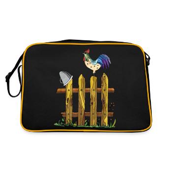 Hahn - Retro Tasche - Schwarz/Gold - Hinten