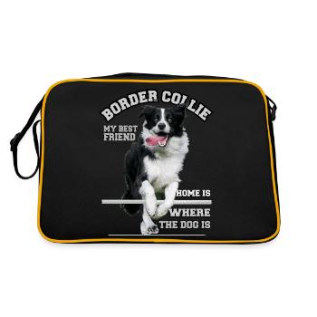 Border Collie - Agilite - Beste Hunde - Retro Tasche - Schwarz/Gold - Hinten