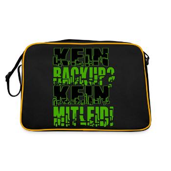 Kein Backup? Kein Mitleid! - Retro Tasche - Schwarz/Gold - Hinten