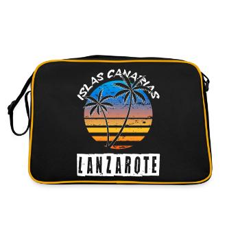 Lanzarote Sommer Sonne Strand Meer Palmen - Retro Tasche - Schwarz/Gold - Hinten