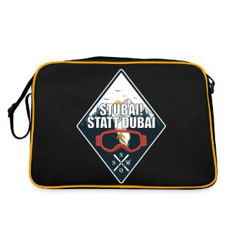 Stubai(tal) statt Dubai - Skifahren Berge Winter - Retro Tasche - Schwarz/Gold - Hinten