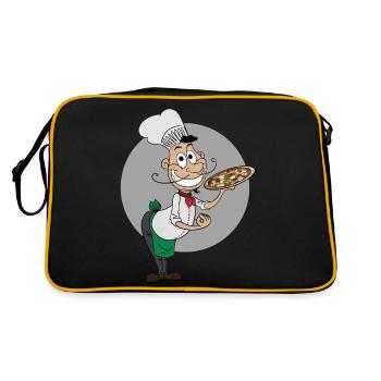 Pizzabäcker - Retro Tasche - Schwarz/Gold - Hinten