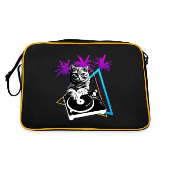 Cat Vinyl Record Platine Années 80 - Sac Retro - noir/or - Dos