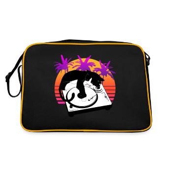 Cat joue de la musique sur un disque vinyle - Sac Retro - noir/or - Dos