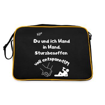 Hand in Hand - Retro Tasche - Schwarz/Gold - Hinten