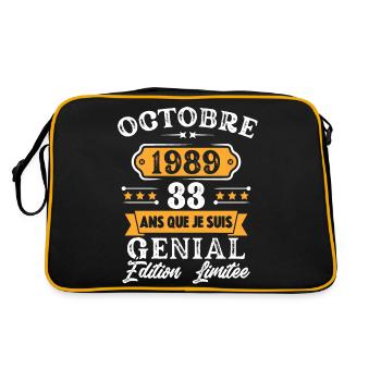 Cadeau D'anniversaire 33 Ans Octobre 1989 Rétro - Sac Retro - noir/or - Dos