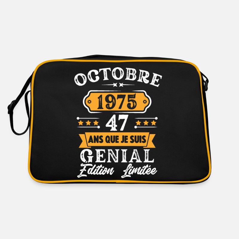 Cadeau D'anniversaire 47 Ans Octobre 1975 Rétro - Sac Retro - noir/or