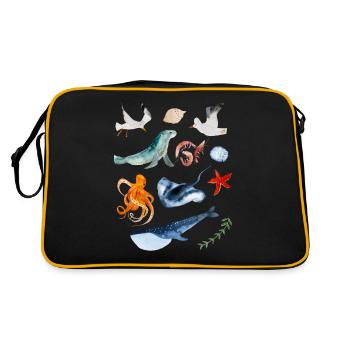 Meer und Unterwasser Souvenir und Geschenkidee - Retro Tasche - Schwarz/Gold - Hinten
