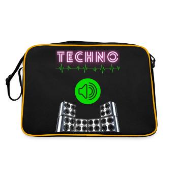 Ihr wisst wie es ist . TECHNO lebt man - Retro Tasche - Schwarz/Gold - Hinten