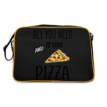 Pizza Love Zitat - Retro Tasche - Schwarz/Gold - Hinten