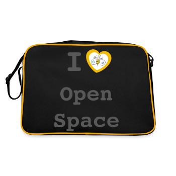 I love Open Space - Retro Tasche - Schwarz/Gold - Hinten