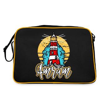 Amrum Allemagne City Lighthouse Skyline Font - Sac Retro - noir/or - Dos