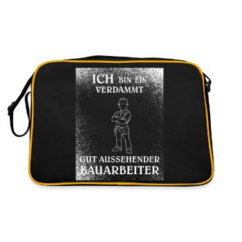 Bauarbeiter gutaussehend Mann Arbeit - Retro Tasche - Schwarz/Gold - Hinten