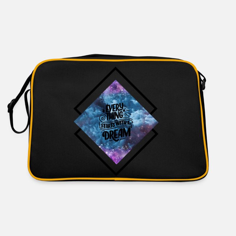 DREAM TRAUM HOFFNUNG WUNSCH HOPE - Retro Tasche - Schwarz/Gold