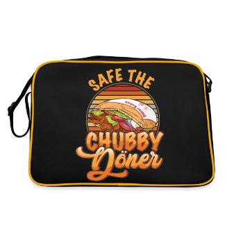 Save the Chubby Döner - Retro Tasche - Schwarz/Gold - Hinten