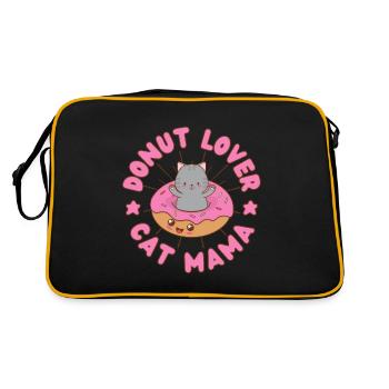 Donut Lover Cat Mama Donut Cat kawaii - Sac Retro - noir/or - Dos