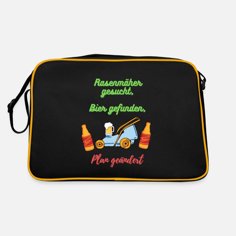 Rasenmäher der Bier bringt Retro Tasche