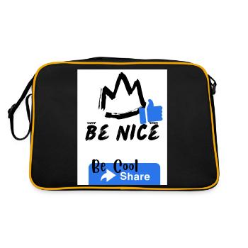 Motivator, coole Inschrift .interessanter Text - Retro Tasche - Schwarz/Gold - Hinten
