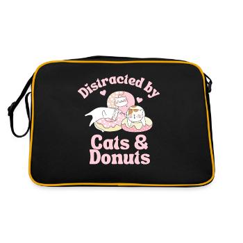 Donut cat kawaii chats mignons avec beignets - Sac Retro - noir/or - Dos