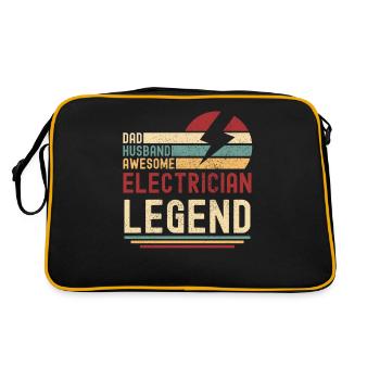 Husband Father Electrician Legend Retro Vintage - Retro Bag - black/gold - Back