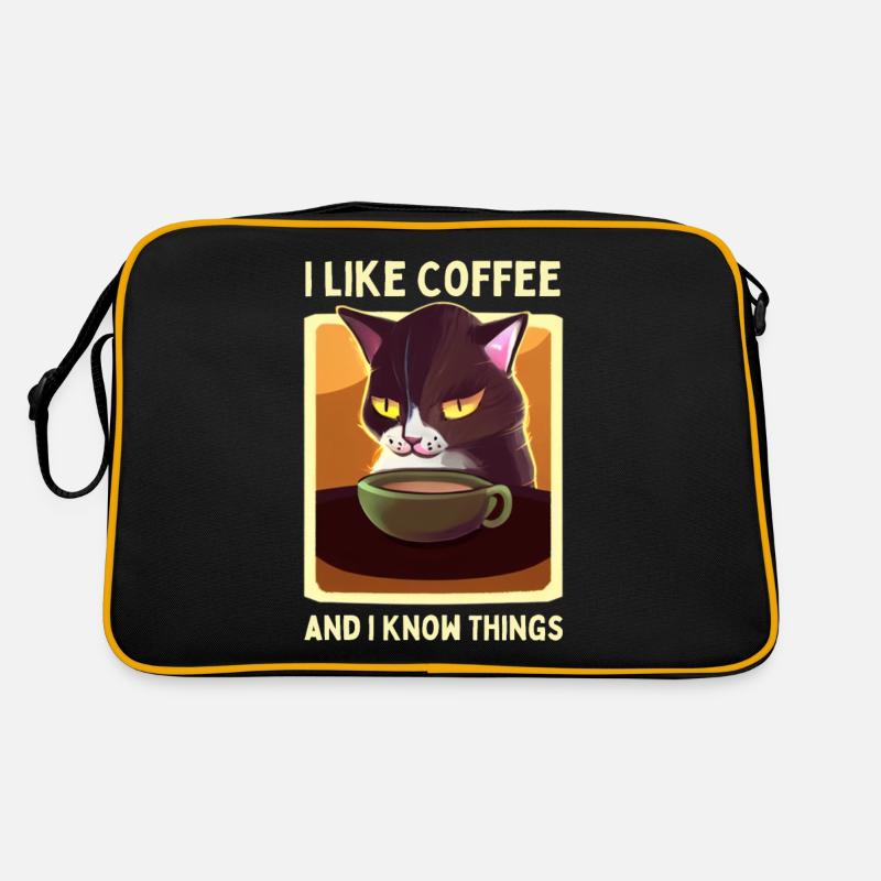 coffee cat funny saying tired cat coffee Retro Bag