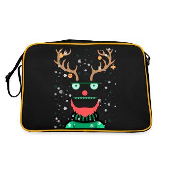 Ugly Christmas Rentier Design by vauART - Retro Tasche - Schwarz/Gold - Hinten
