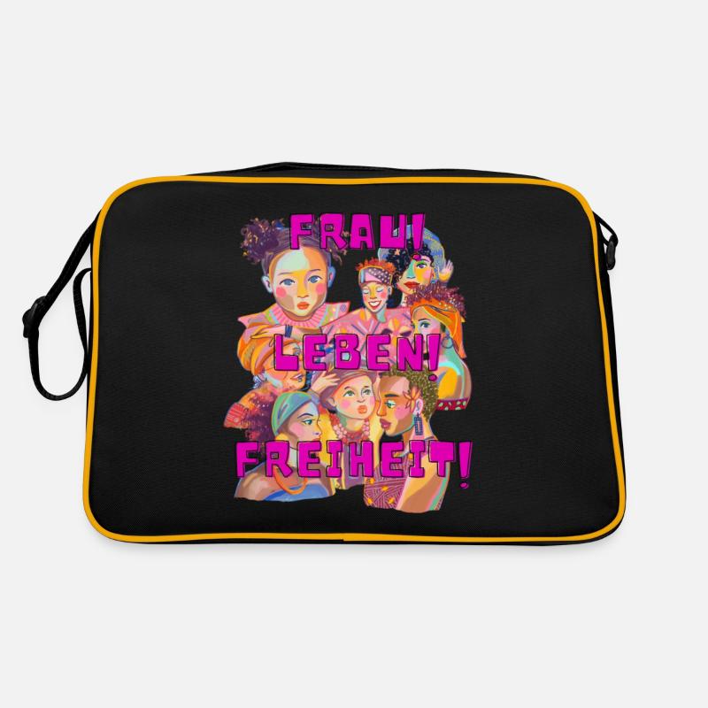 Frau! Leben! Freiheit! - Retro Tasche - Schwarz/Gold