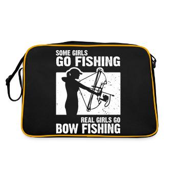 Manche Mädchen gehen fischn, echte Mädchen gehen - Retro Tasche - Schwarz/Gold - Hinten
