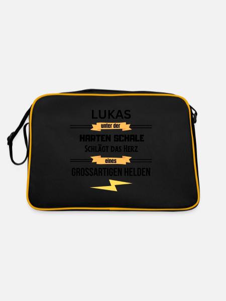 Lukas unter harte Schale eines Großartigen Helden - Retro Tasche - Schwarz/Gold - Hinten