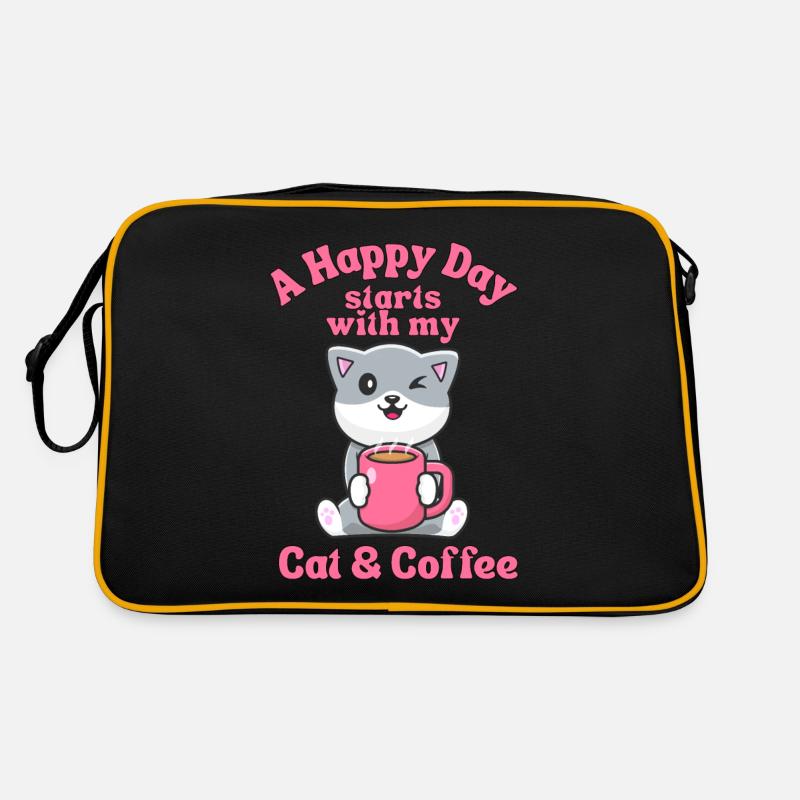 Coffee Cat kawaii Coffee and Cat Lovers Retro Bag
