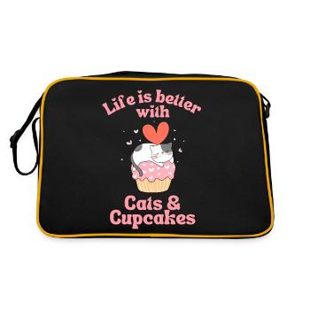 Cat Cupcake kawaii Cupcake and Cat Lovers - Retro Bag - black/gold - Back