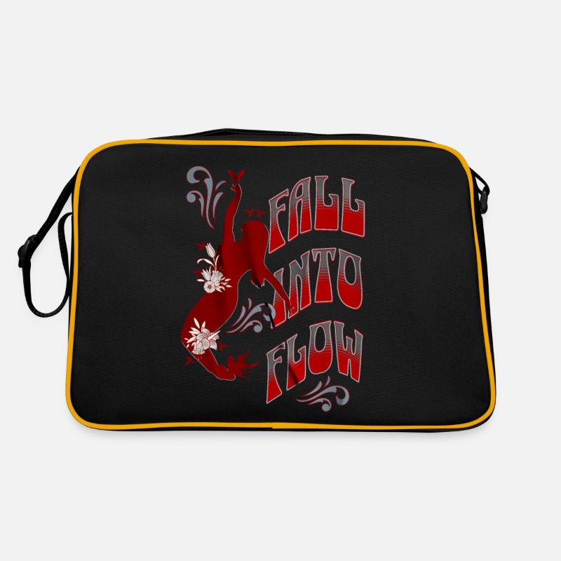 Fall into Flow, Dance Design, Romantisch, Vertäumt - Retro Tasche - Schwarz/Gold
