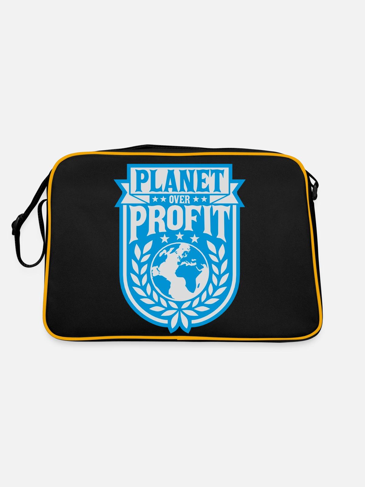 planet over profit quote - Retro Bag - black/gold - Back