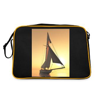 Voilier au coucher du soleil - Sac Retro - noir/or - Dos