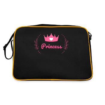 Princess, Girl, Pink, Crown, Lady, Baby - Retro Bag - black/gold - Back