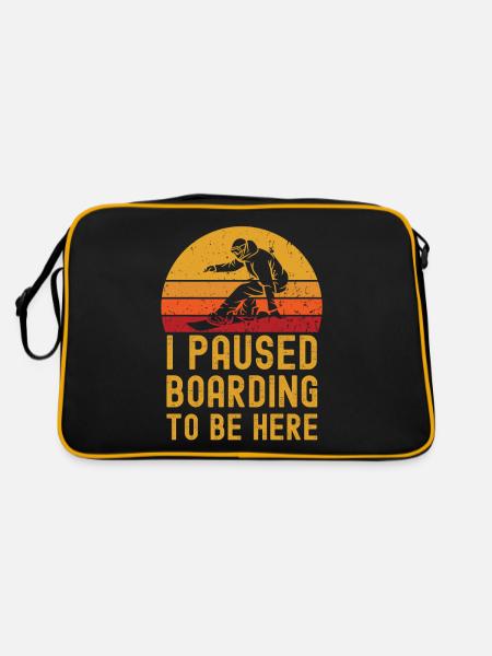 Snowboarden retro vintage - Retro Tasche - Schwarz/Gold - Hinten
