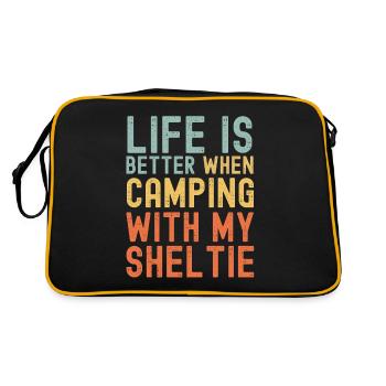 Shetland Sheepdog Camping rétro vintage - Sac Retro - noir/or - Dos