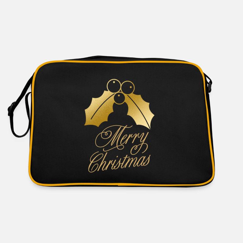 Merry Christmas - Retro Tasche - Schwarz/Gold