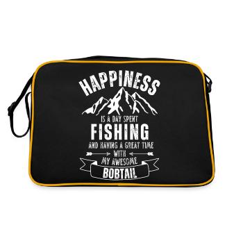 Angeln und Bobtail - Retro Tasche - Schwarz/Gold - Hinten
