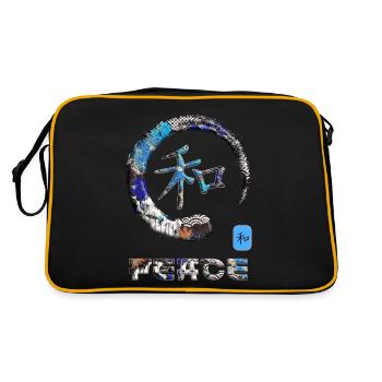 Paix Japonais Kanji Mot Symbole Enso Cercle 6 - Sac Retro - noir/or - Dos