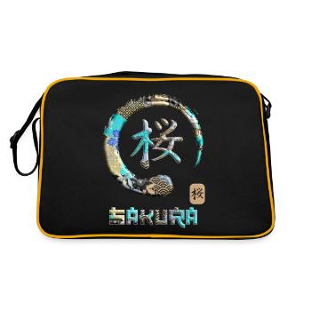 Sakura Symbole de mot japonais Kanji Enso Circle 20 - Sac Retro - noir/or - Dos