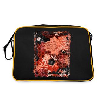 Motif floral japonais Chrysanthème Cerise - Sac Retro - noir/or - Dos