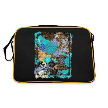 Motif floral japonais Chrysanthème Cerise - Sac Retro - noir/or - Dos