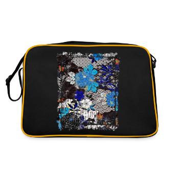 Motif floral japonais Chrysanthème Cerise - Sac Retro - noir/or - Dos