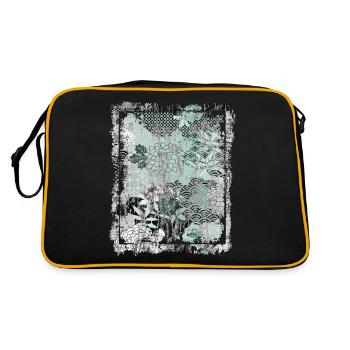 Motif floral japonais Chrysanthème Cerise - Sac Retro - noir/or - Dos