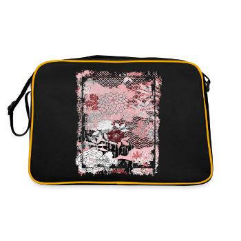 Motif floral japonais Chrysanthème Cerise - Sac Retro - noir/or - Dos